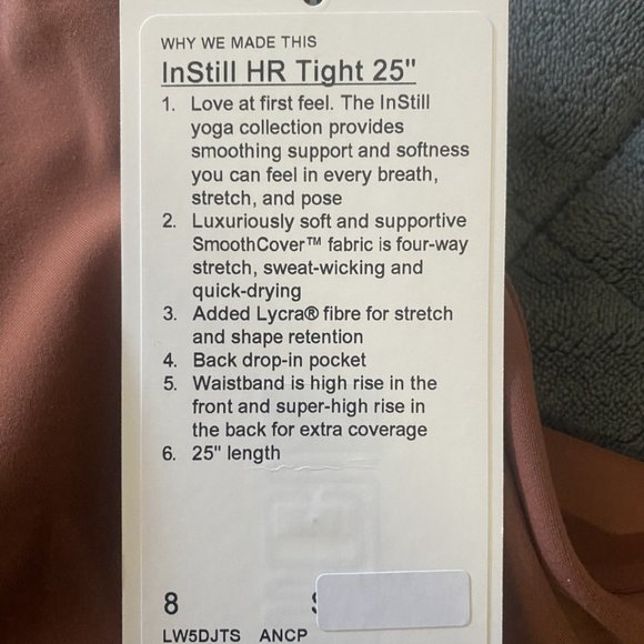 Lulukenib Instill High Rise Tight 25' size 8 - Picture 3 of 3